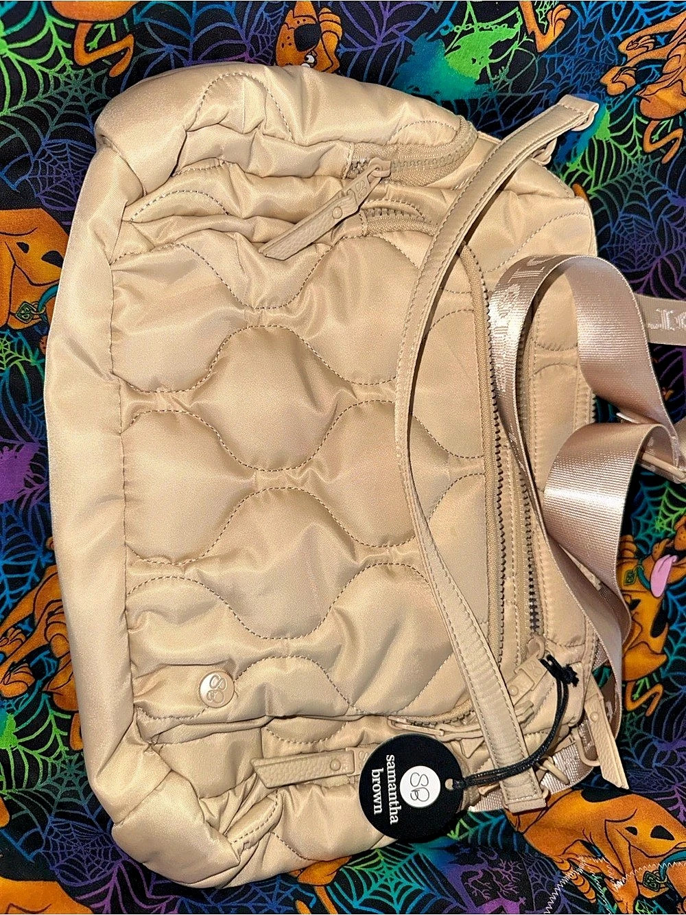 Samantha Brown backpack Quilted Travel Backpack in Beige